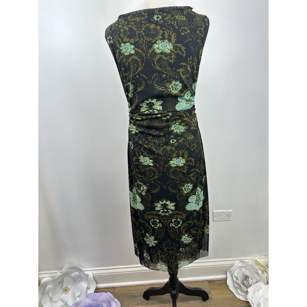 Kay Unger NY Women XL Dress Black Floral Sleeveless Lined Ruched Bodycon - Picture 6 of 9